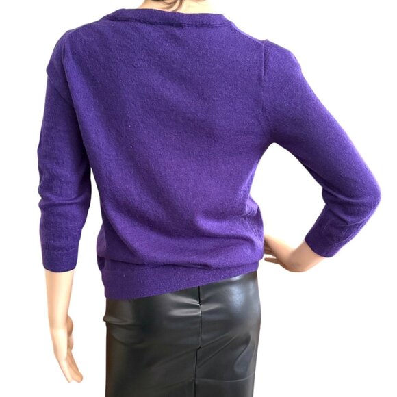 J Crew Womens Purple Merino Wool Sweater Size S-M with FLAWS - Picture 2 of 12